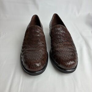 Cole Haan Bragano Mens Woven Leather Loafers 9AA Brown Slip On Workwear Classic
